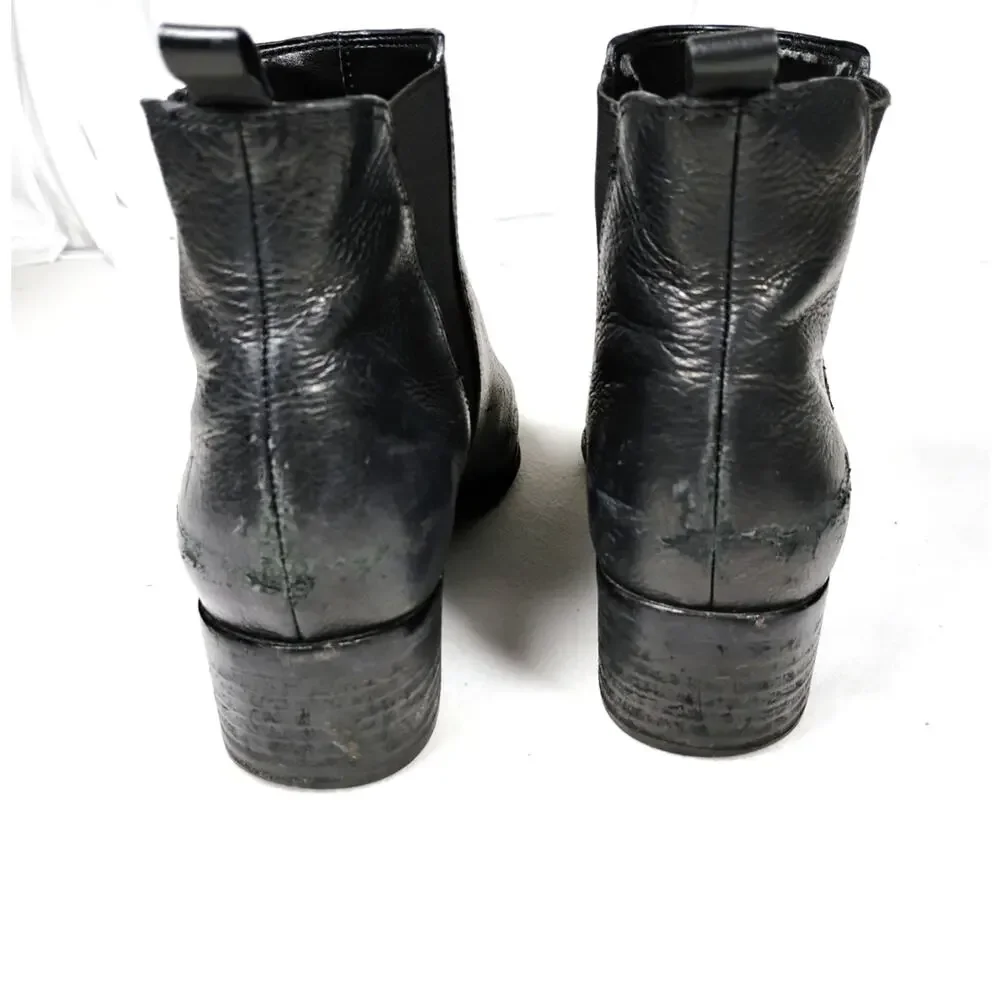 Marc Fisher Yale Black Leather Chelsea Boots Pointed Toe Slip On Womens 7.5M